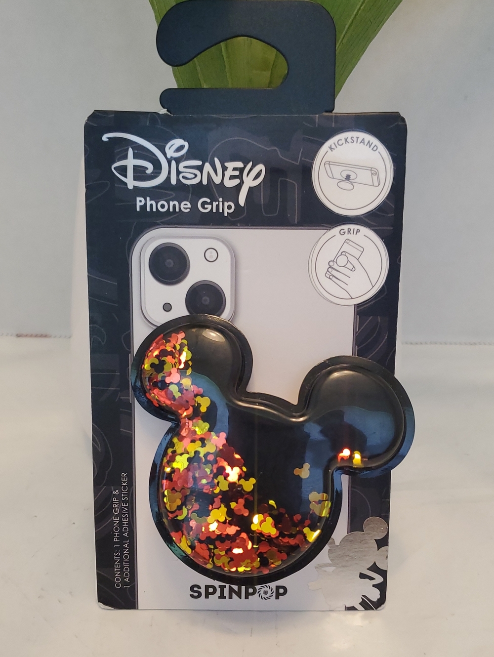 Disney Black Mickey Mouse SpinPop Phone Grip with Multicolor Confetti
